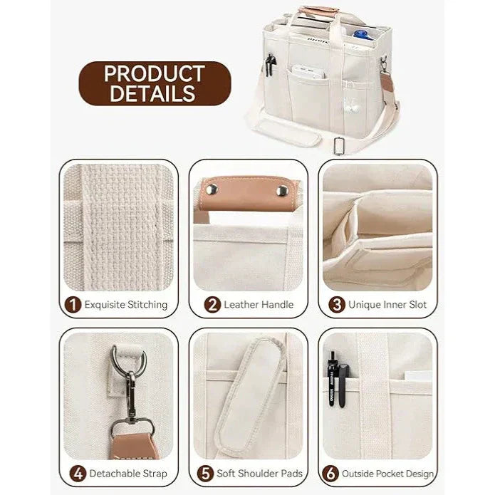 Max | Canvas Crossbody Messenger Resväska med Multi-fickor