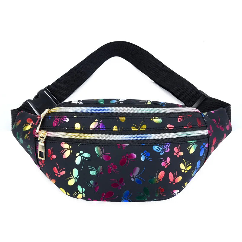Lila | Dam fjärilstryck crossbody midjeväska