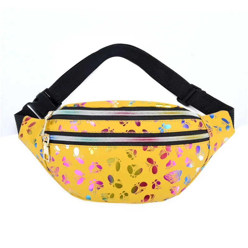Lila | Dam fjärilstryck crossbody midjeväska