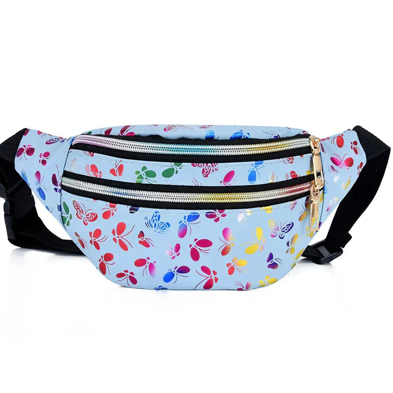 Lila | Dam fjärilstryck crossbody midjeväska