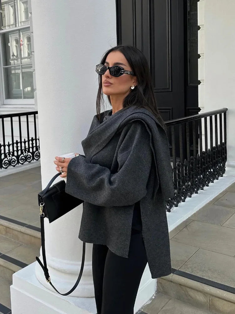 Leah | Stilfull och varm ullcape-kappa för damer på vintern