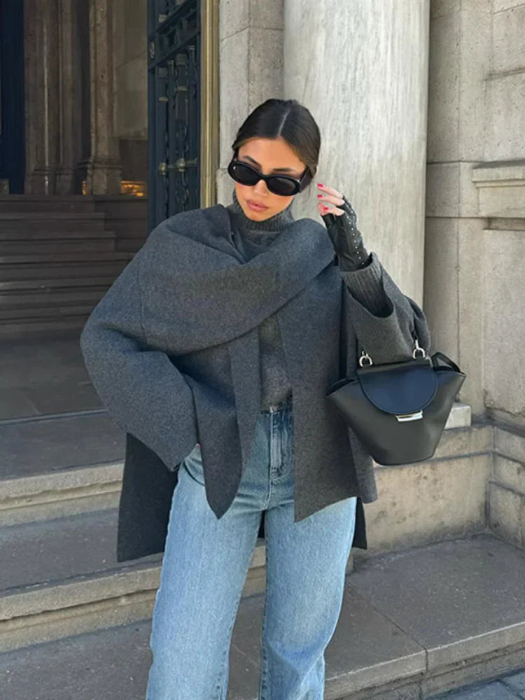 Leah | Stilfull och varm ullcape-kappa för damer på vintern