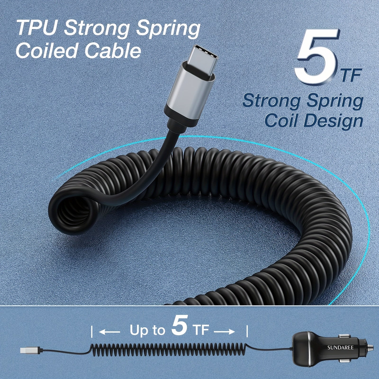 Schnelles USB-C-CAR-Ladegerät mit 51-W-Strom, 3 Ports und QC 3.0-Technologie für mehrere Geräteladungen 5