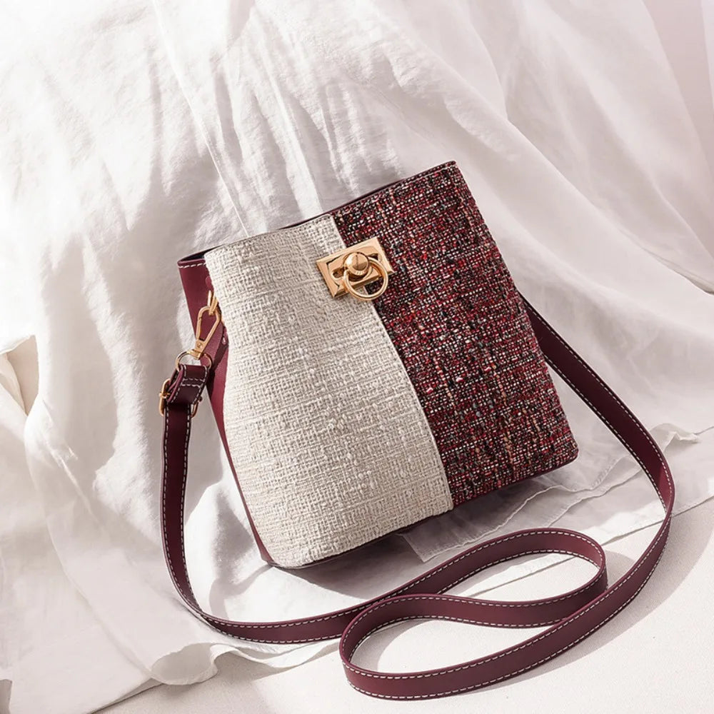 Maya | Liten färgblock crossbody sling bucket-väska