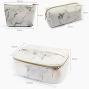 Lilyana | Marmor Eleganz 3-in-1 Kosmetik-Make-up Reisetaschen-Set