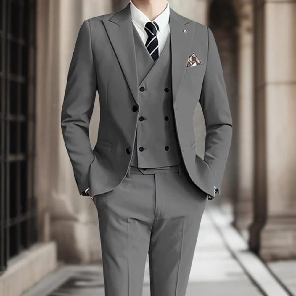 Slim-Fit-Premium-Baumwollanzug von Männern 1