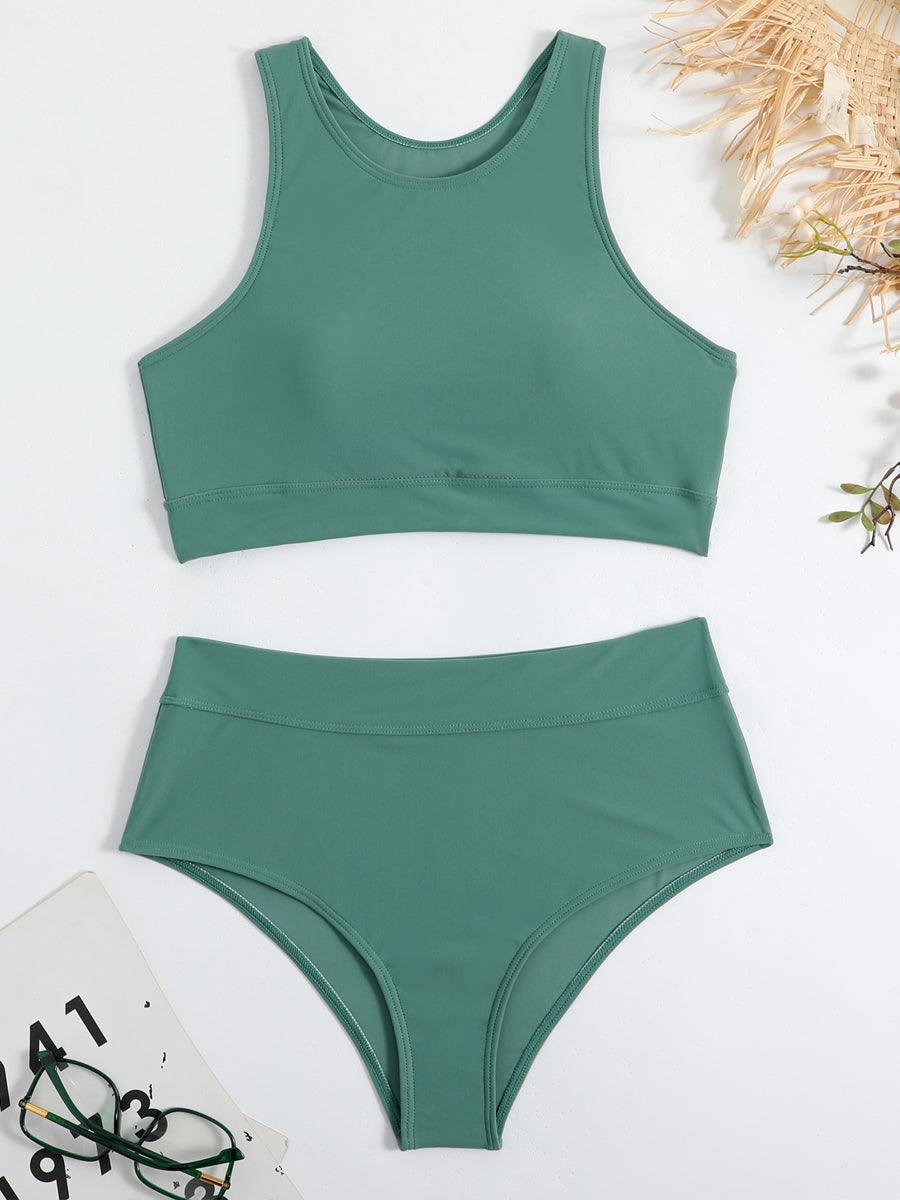 Sportlicher Hochverkleidungsbikini mit Racerback Top 0