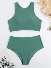 Sportlicher Hochverkleidungsbikini mit Racerback Top 0