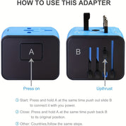Universeller Reiseadapter mit 4 USB-Anschlüssen und Typ-C-Globale Kompatibilität, schnelle Ladesicherheitsfunktionen 4