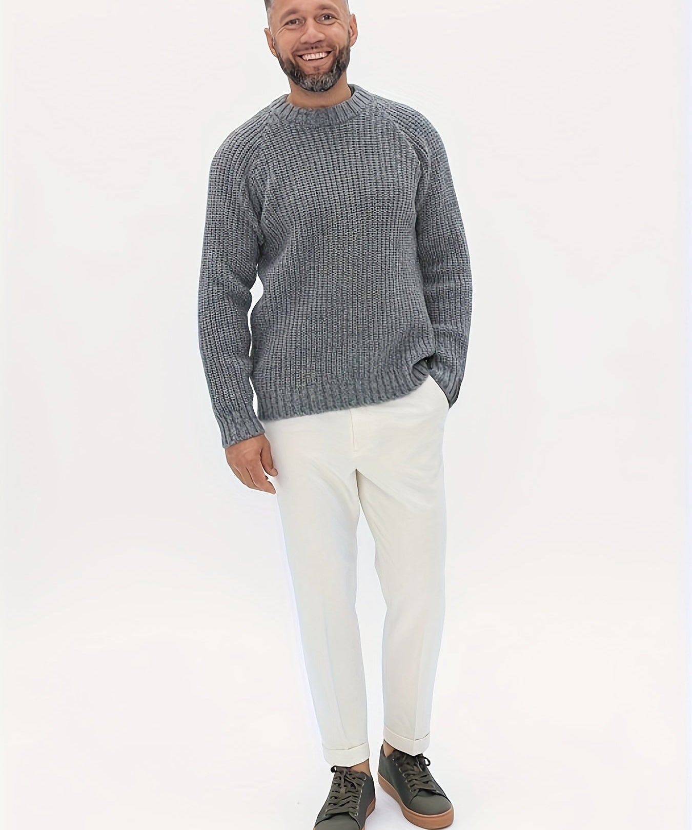 Warmer, einfarbiger Strickpullover für Herren – Elliot 0