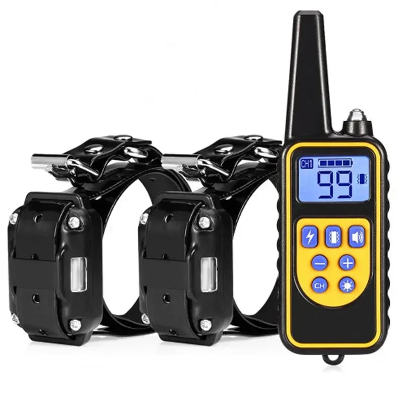 Wasserdichte elektrische Hundehalsband mit Fernbedienung - wiederaufladbar, einstellbar für alle Größen, humane Trainingsoptionen 0