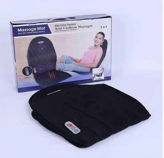 Massagestolskudde med 5 massagepunkter och uppvärmd nackkudde för bil och hem