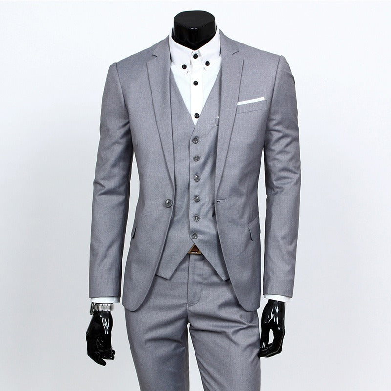 Slim-fit-stilvoller 3-teiliger Anzug für Hochzeiten und formelle Veranstaltungen