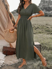 HEATHER | Elegant V-ringad lång bohemisk klänning