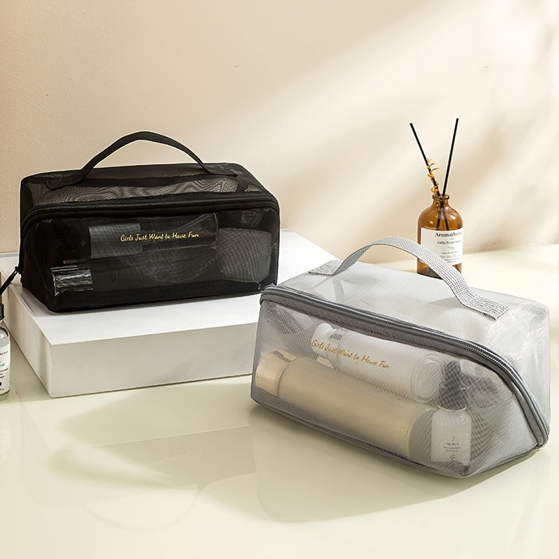 Mila | Rymlig rese-toalettväska i nätmaterial