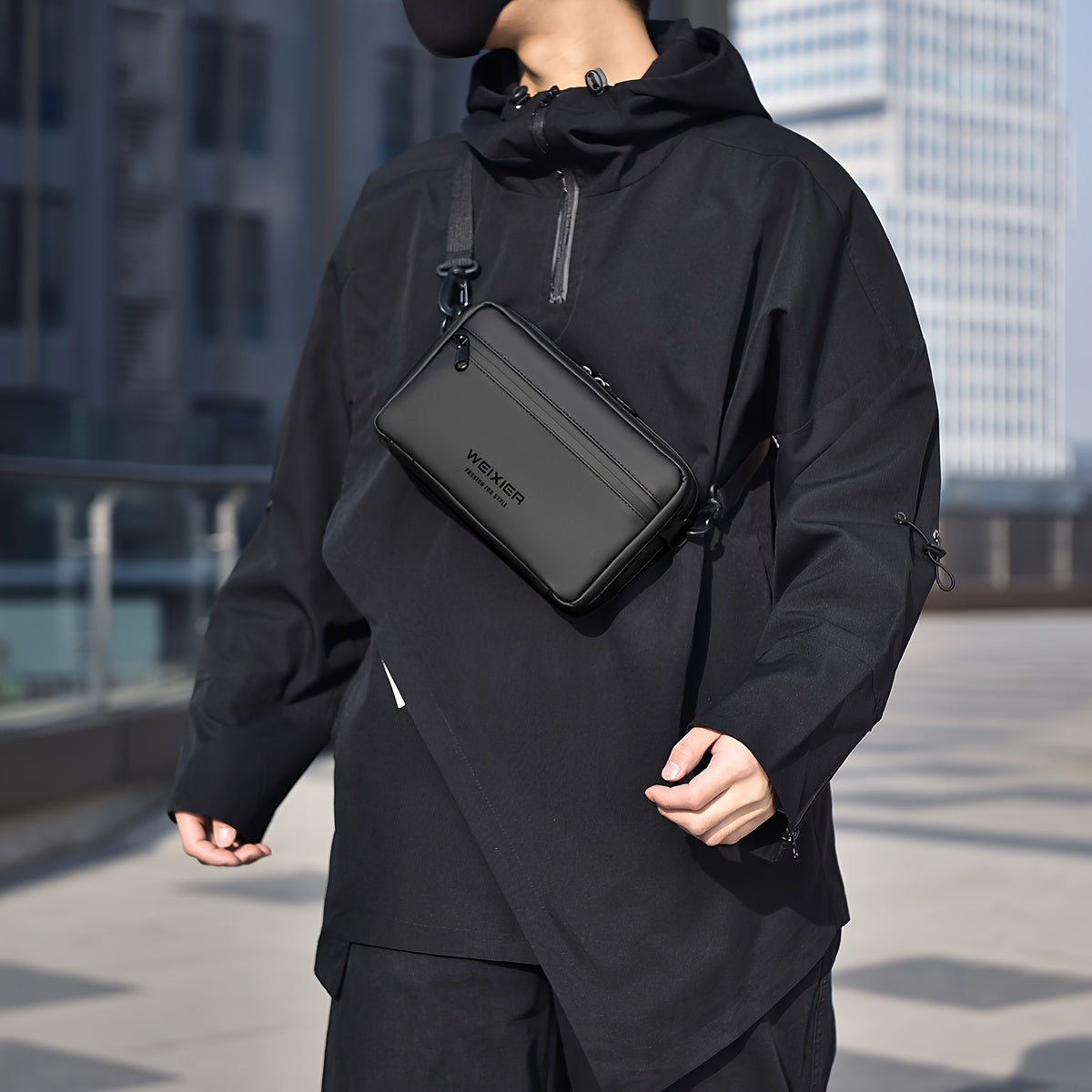 Max | Nylon axelväska med flera fack