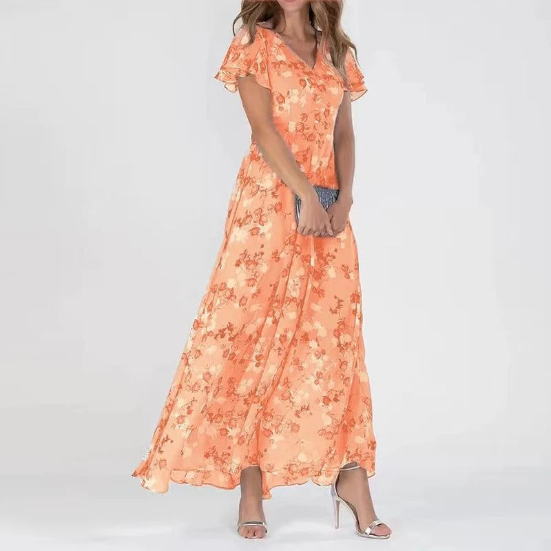 Lilia | Elegant blommig midiklänning
