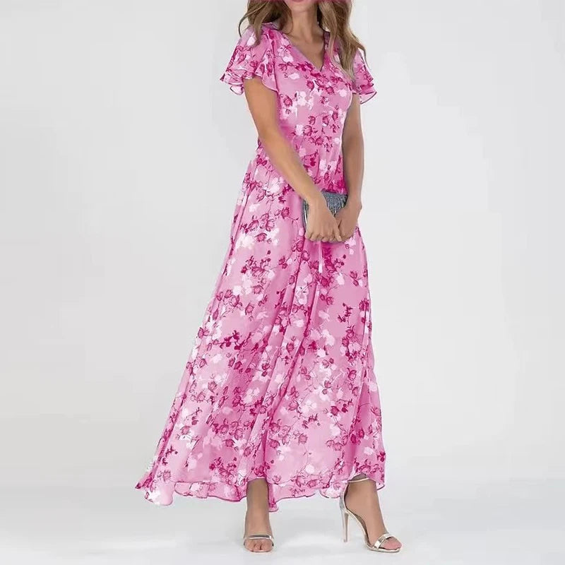 Lilia | Elegant blommig midiklänning