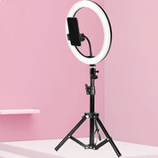 10 -Zoll -LED -Ringlicht mit einstellbarem Stativ und Telefonhalter - ideal für Make -up, Fotografie und Vlogging 0