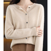 DANIELLE | Ren Merinoull Dam O-hals Cardigan