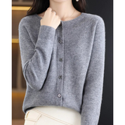 DANIELLE | Ren Merinoull Dam O-hals Cardigan