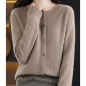 DANIELLE | Ren Merinoull Dam O-hals Cardigan