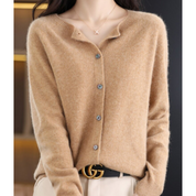 DANIELLE | Ren Merinoull Dam O-hals Cardigan