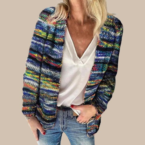 MALINA | Randig cardigan i bunt för stil och komfort