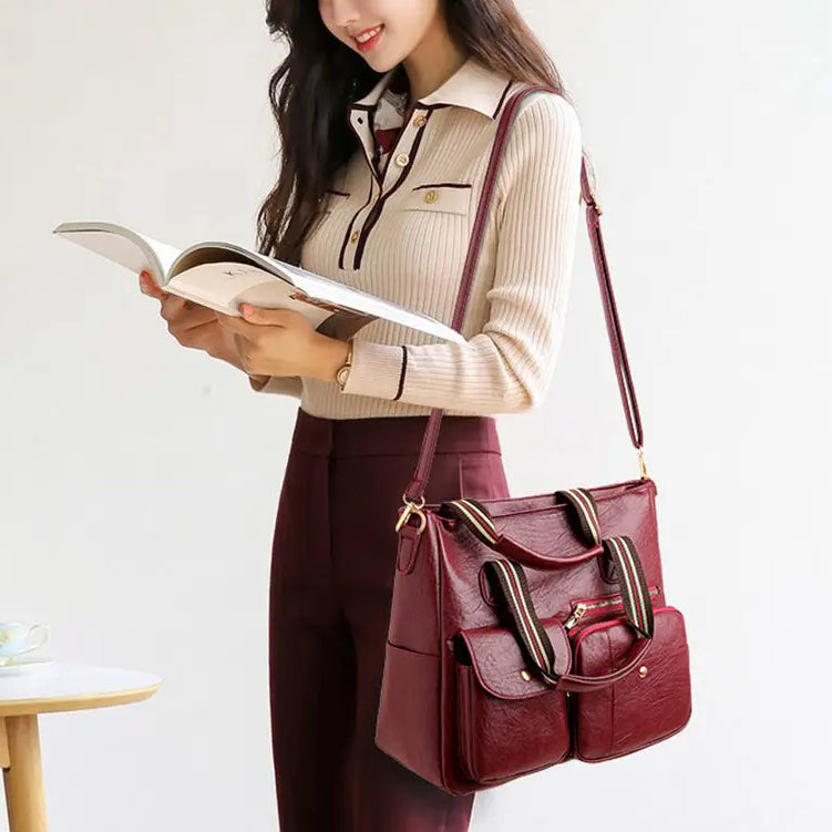 Eva | Multifunktionale PU-Leder Schultertasche