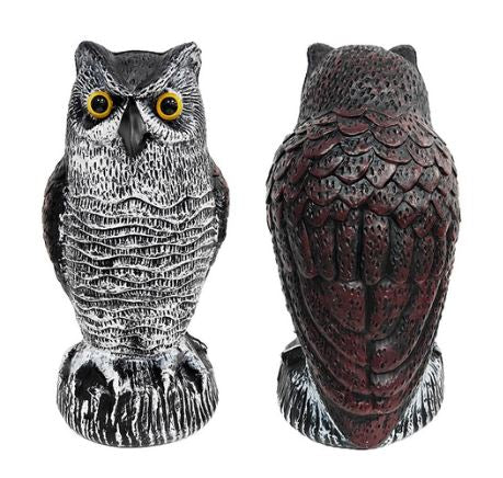 Realistisk 2-pack ugglebeten med roterande huvud - utomhusfågel och skadedjursmedel