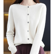 DANIELLE | Ren Merinoull Dam O-hals Cardigan
