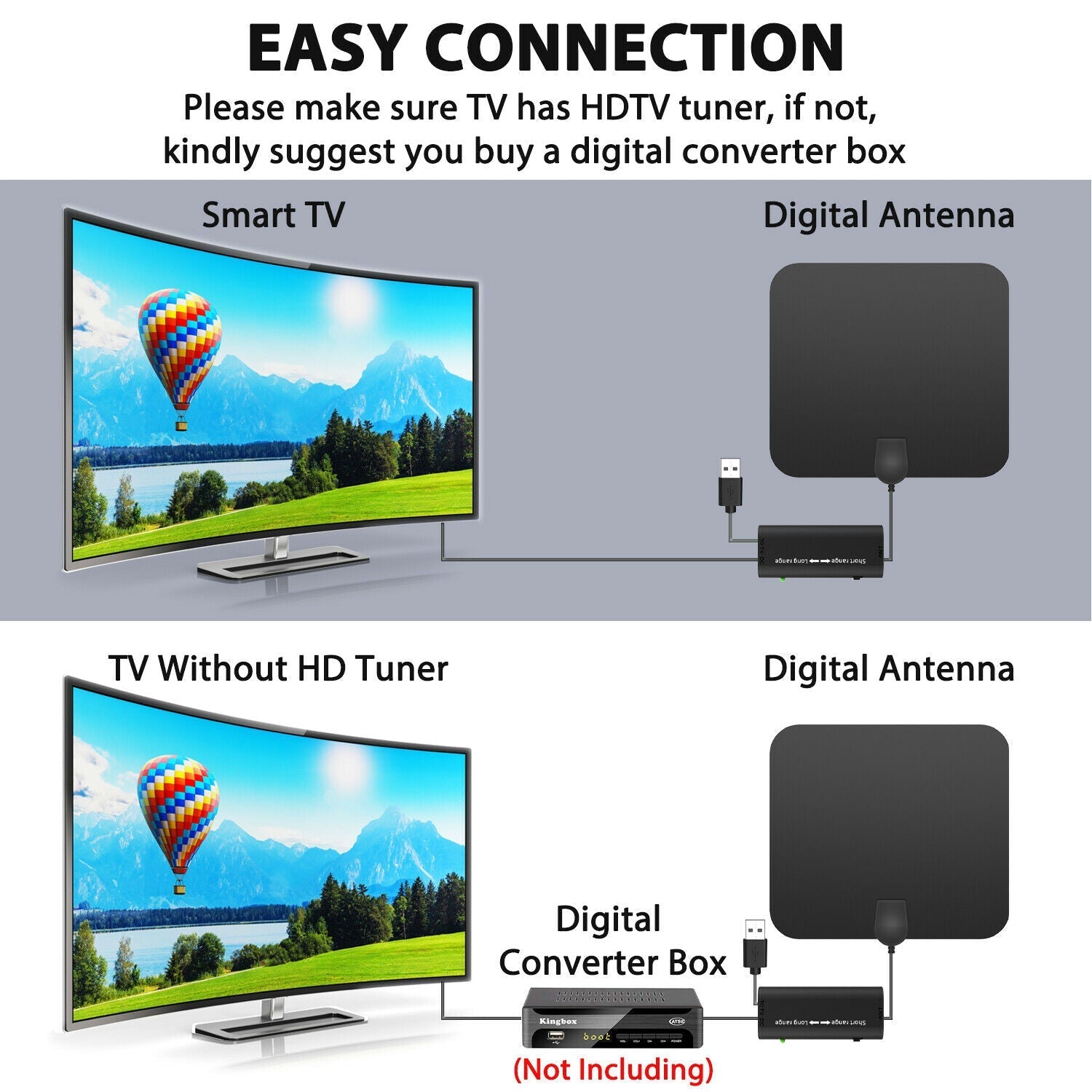 300 Meilen Innenräume Digital Amplified HDTV -Antenne mit Signal -Booster 3