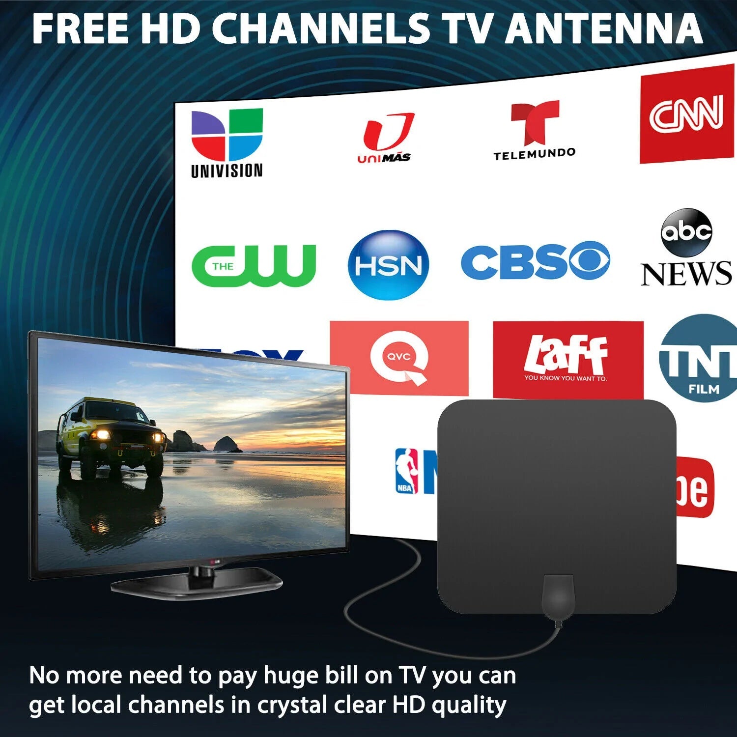 300 Meilen Innenräume Digital Amplified HDTV -Antenne mit Signal -Booster 6