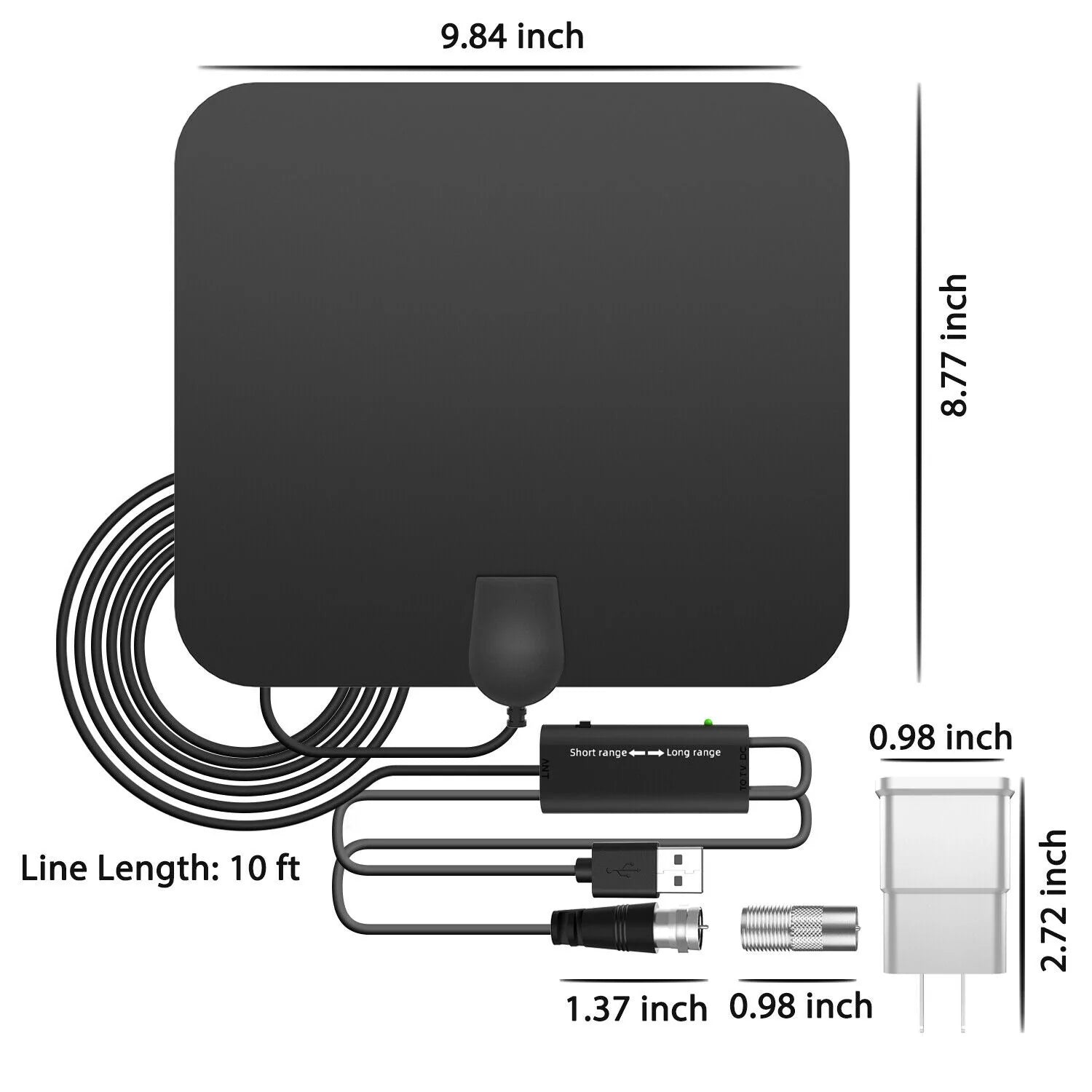 300 Meilen Innenräume Digital Amplified HDTV -Antenne mit Signal -Booster 7