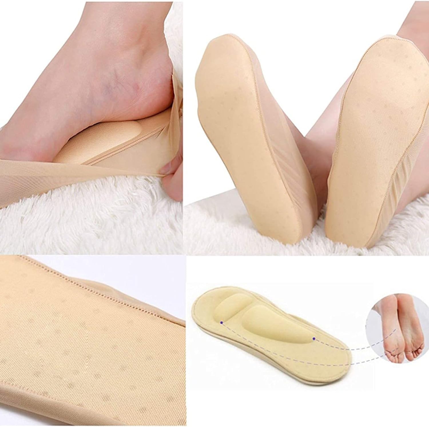 3D -Bogen -Support -Socken für Frauen - atmungsaktives, rutschfestem Griff, stilvolles Design 4