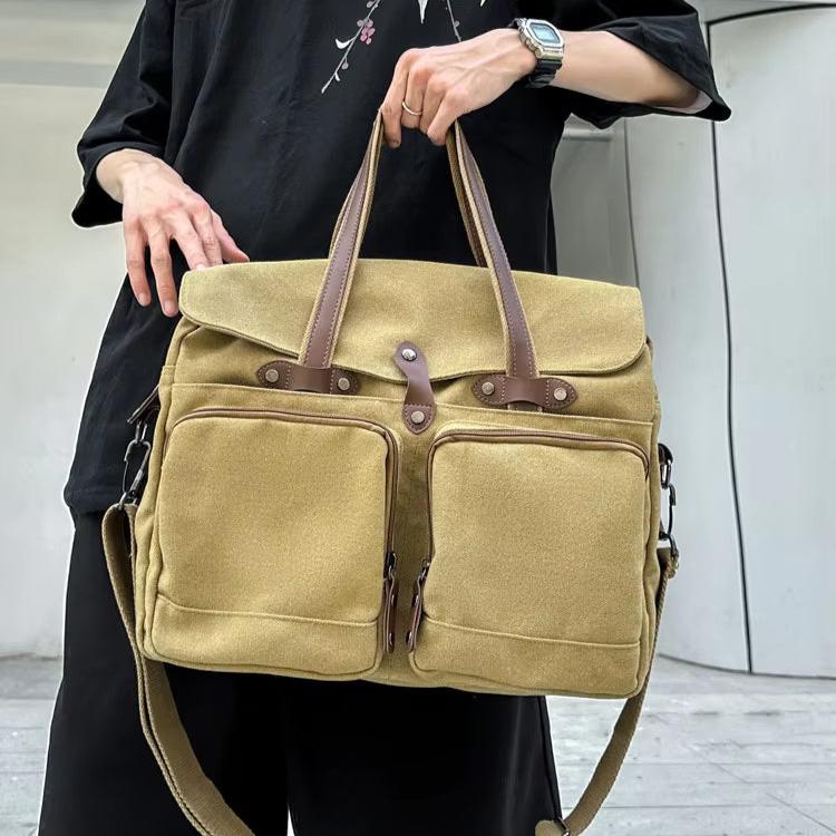 Max | Vintage Canvas Stor Axelremsväska Resväska