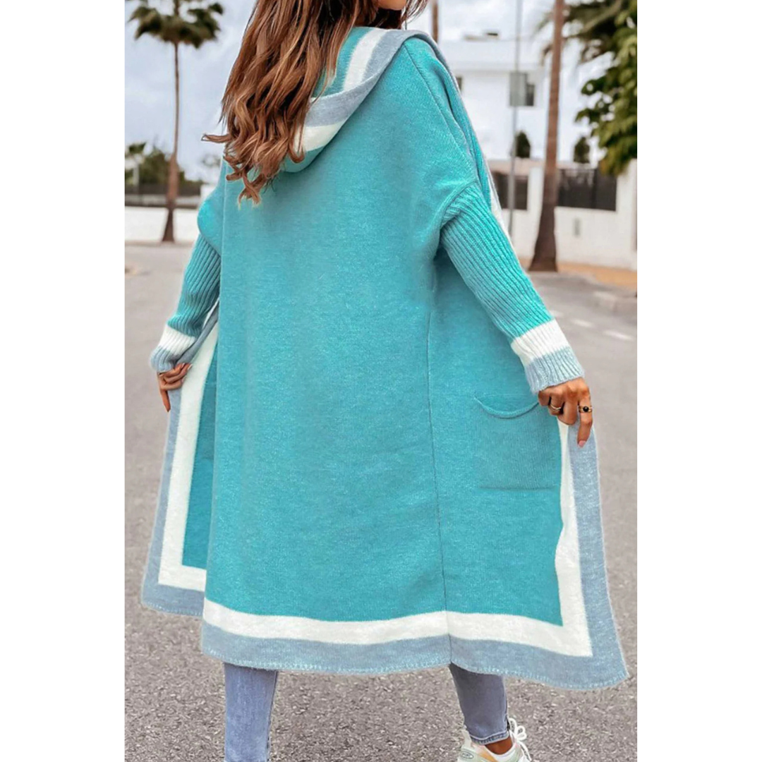 Niana | Mysig lång färgblockstrickjacka