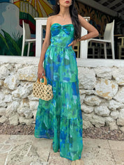 STEPHANIE | Elegantes Blumendesign Tube-Maxikleid