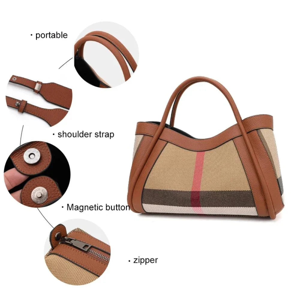 Sophia | Dam läder patchwork stor crossbody-handväska