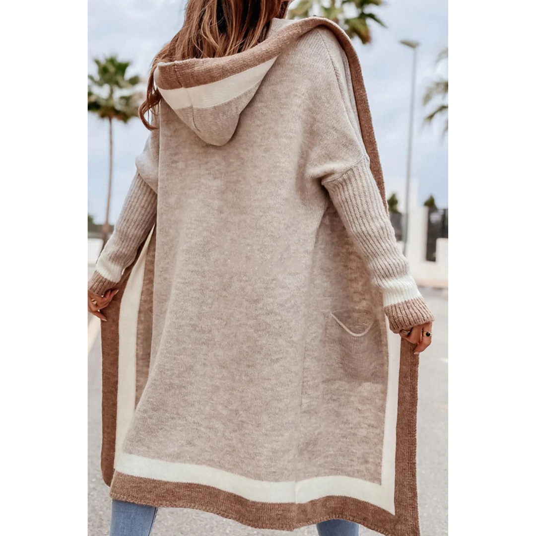 Niana | Mysig lång färgblockstrickjacka