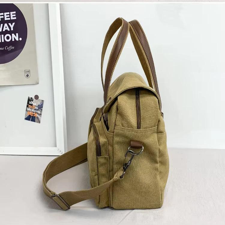 Max | Vintage Canvas Stor Axelremsväska Resväska