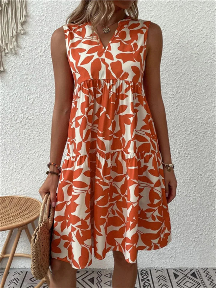 Larissa | Elegant sommarklänning med bladmönster för damer