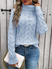 ATHENA-  Kabelstrick-Rollkragenpullover