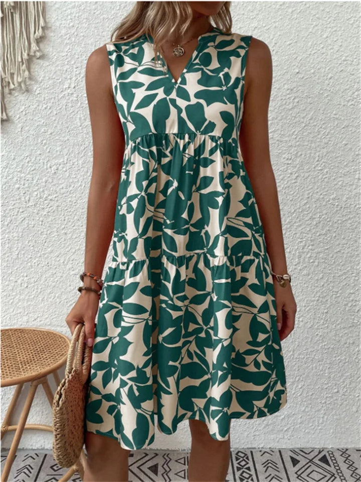 Larissa | Elegant sommarklänning med bladmönster för damer