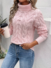 ATHENA-  Kabelstrick-Rollkragenpullover