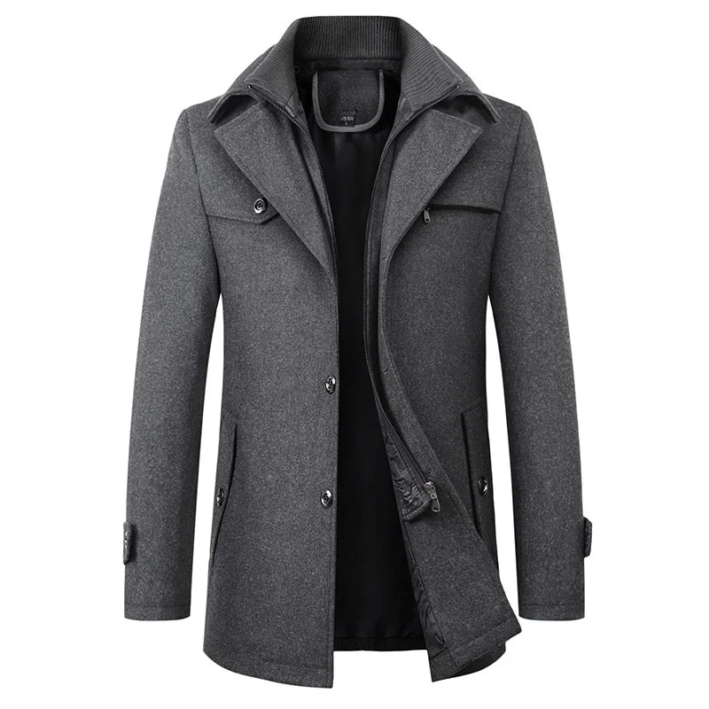 Eleganter Mittelanger Wintermantel mit Stehkragen