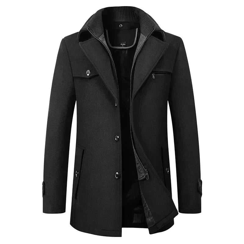 Eleganter Mittelanger Wintermantel mit Stehkragen