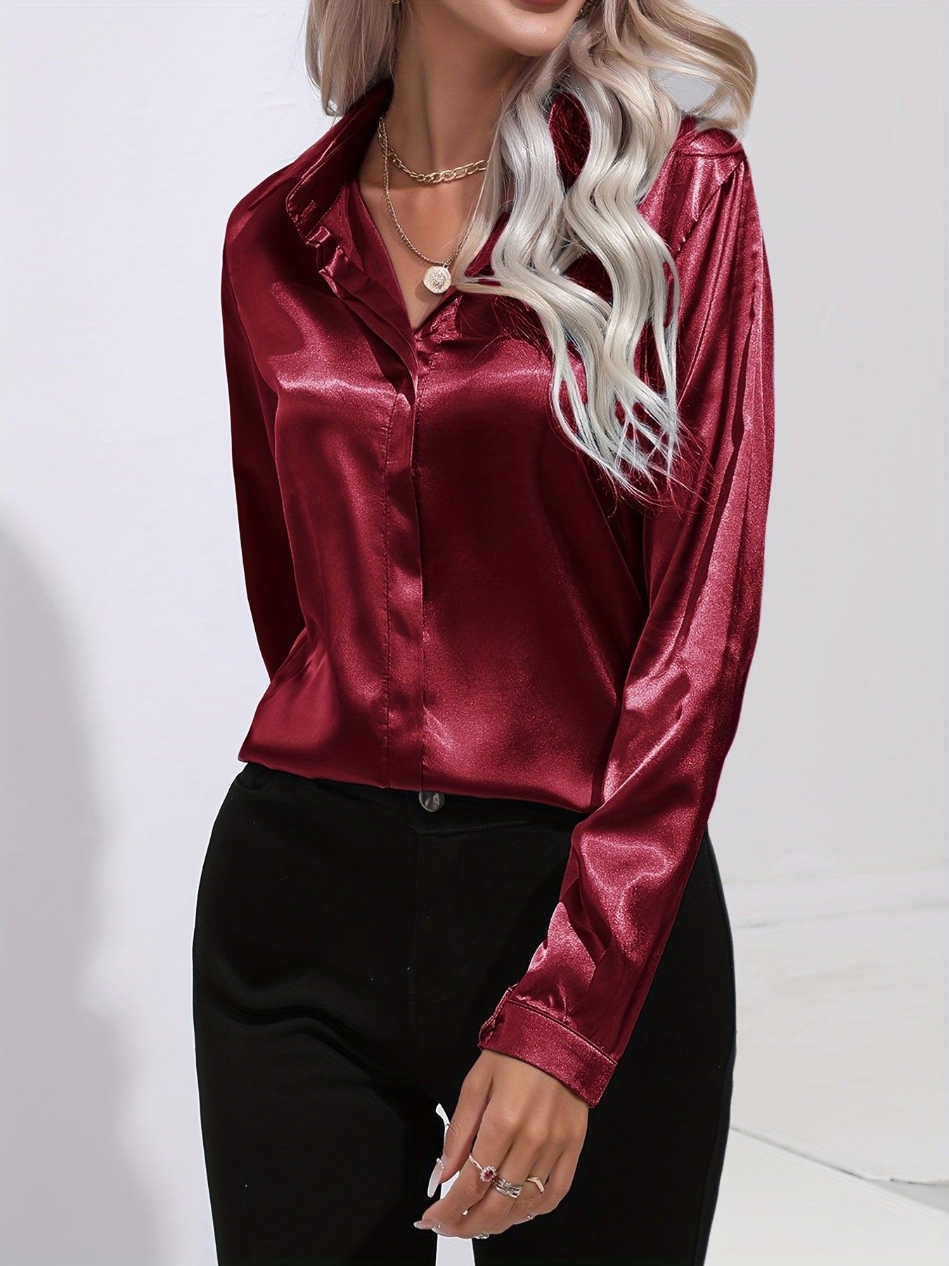 Aaliyah | Satin-Hemd mit Knopfleiste für Damen 12