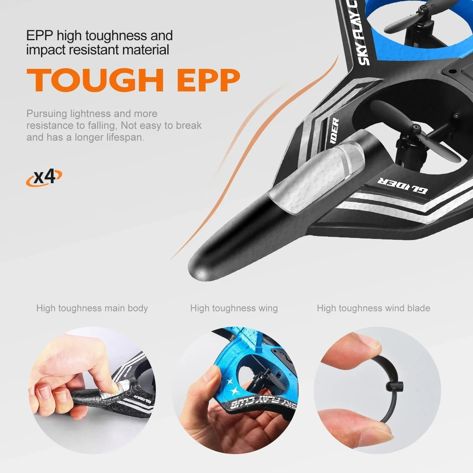 AeroGlide | Dynamisches, leichtes ferngesteuertes Flugzeug mit LED-Beleuchtung 4