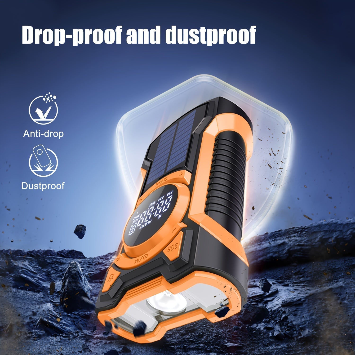 All-in-One-Notfallradio mit Handkurbel, Solarpanel, Taschenlampe und USB-Ladegerät-ideal für Camping und Nutzung im Freien 4